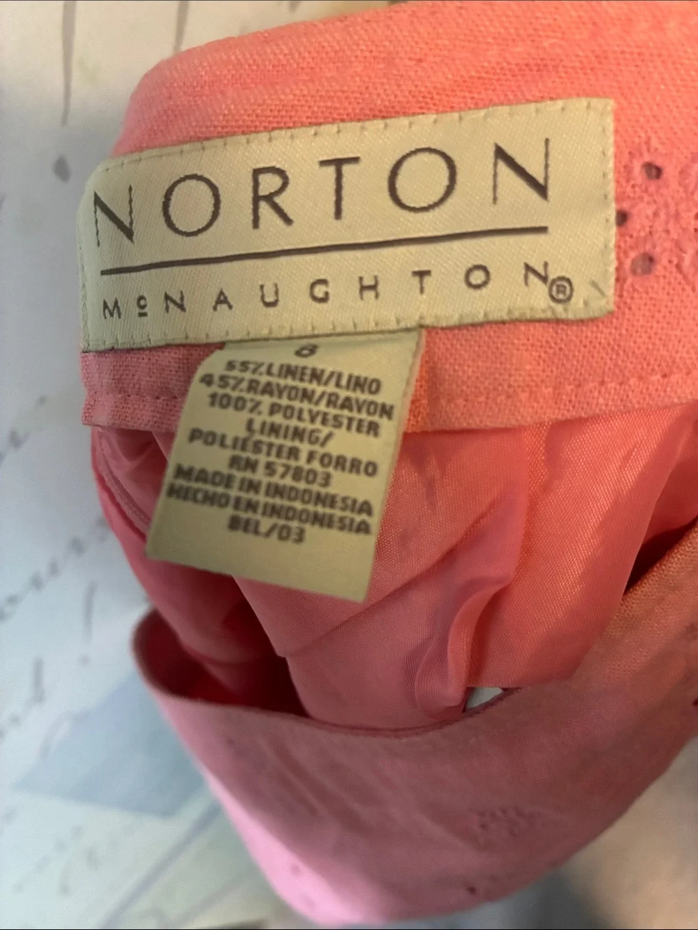 Norton McNaughon Eyelet A-Line Linen Skirt Sz8 Vintage